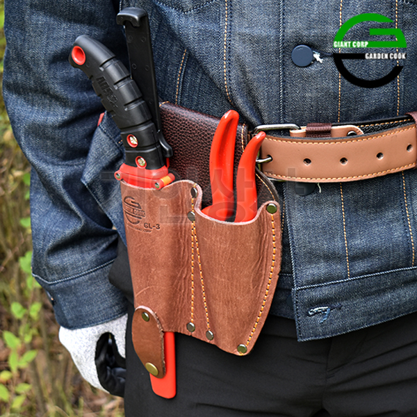 가든쿡 가죽 2구 전정가위집 GL-3 /전지 가위집 원예 조경 정원 접톱 공구 작업 국산