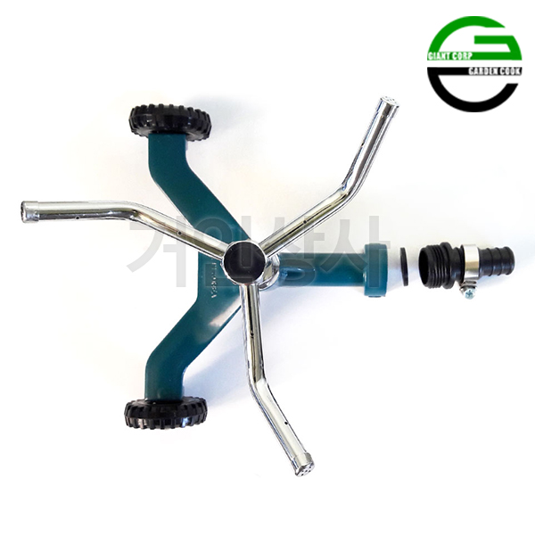 가든쿡 스프링클러 세트 KR-8320A/3arm 바퀴형 이동식 회전 잔디 비닐하우스 텃밭