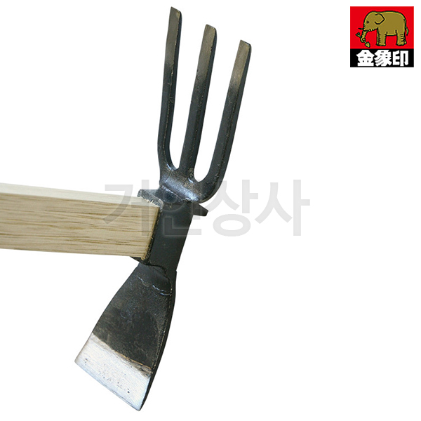 코끼리표 금상인 양날 세발 단조괭이(가루찌) / 일제 쇠스랑 삼발이 3발 곡괭이 장대 긴괭이 괭이