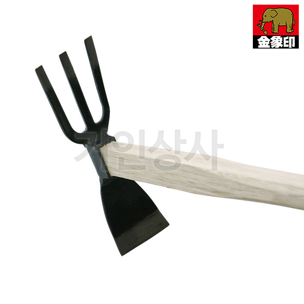 코끼리표 금상인 양날 세발 단조괭이(가루찌) / 일제 쇠스랑 삼발이 3발 곡괭이 장대 긴괭이 괭이