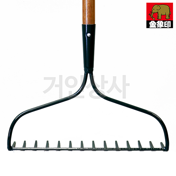 코끼리표 금상인 14발 아메리카 레기(나무자루) 일제 갈퀴 쇠스랑 청소 흙고르기 농기구