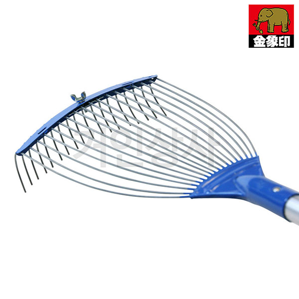 일제 코끼리표 금상인 편강선재 쇠갈퀴(폭조절) 알미늄자루 / 깔꾸리 낙엽 청소 잔디 정원 갈퀴 레기