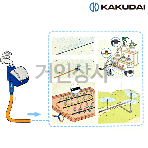 가쿠다이 컴퓨터 관수 세트(502-300) KAKUDAI 워터컴퓨터 점적관수 자동물주기