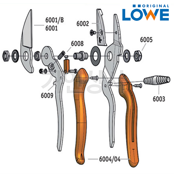 뢰베 전지가위 6 시리즈 교체용 손잡이 (6004) 6.104용 전정가위 조경가위 부품