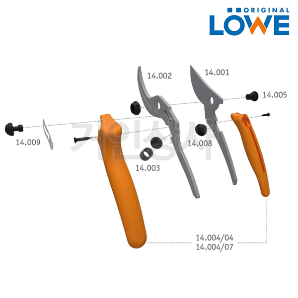 뢰베 전지가위 14 시리즈 교체용 손잡이 (14004) 14.104 용 전정가위 조경가위